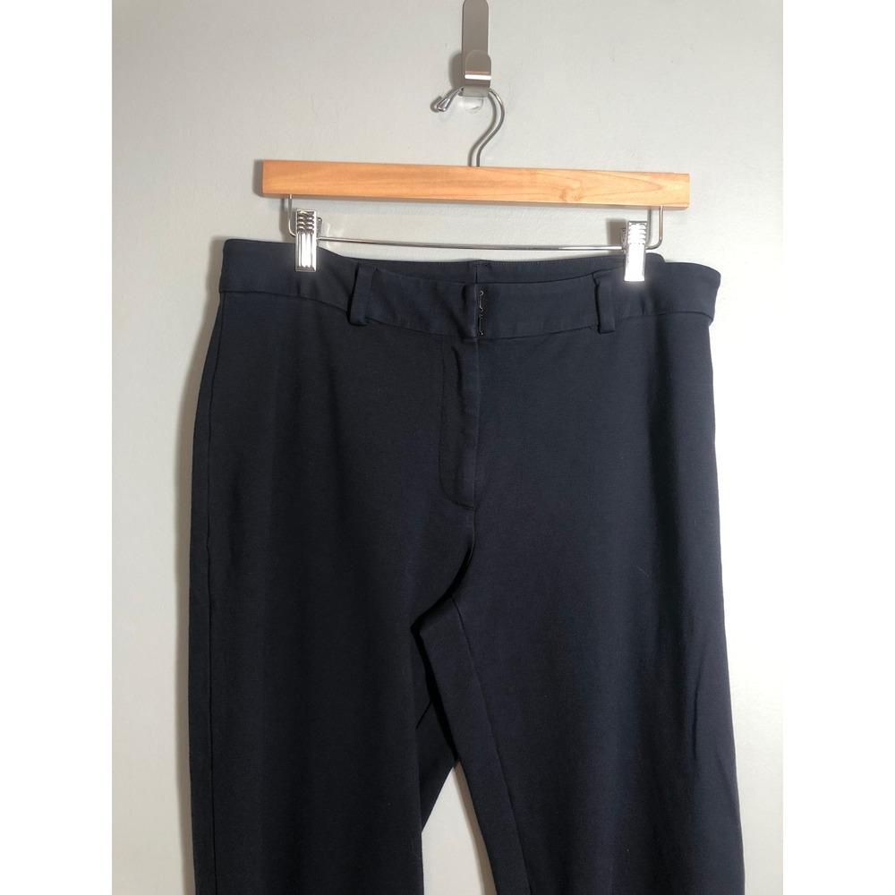 Lands' End Straight Leg Pants Women 12 Navy Blue Stretch Career Trousers - Picture 3 of 11